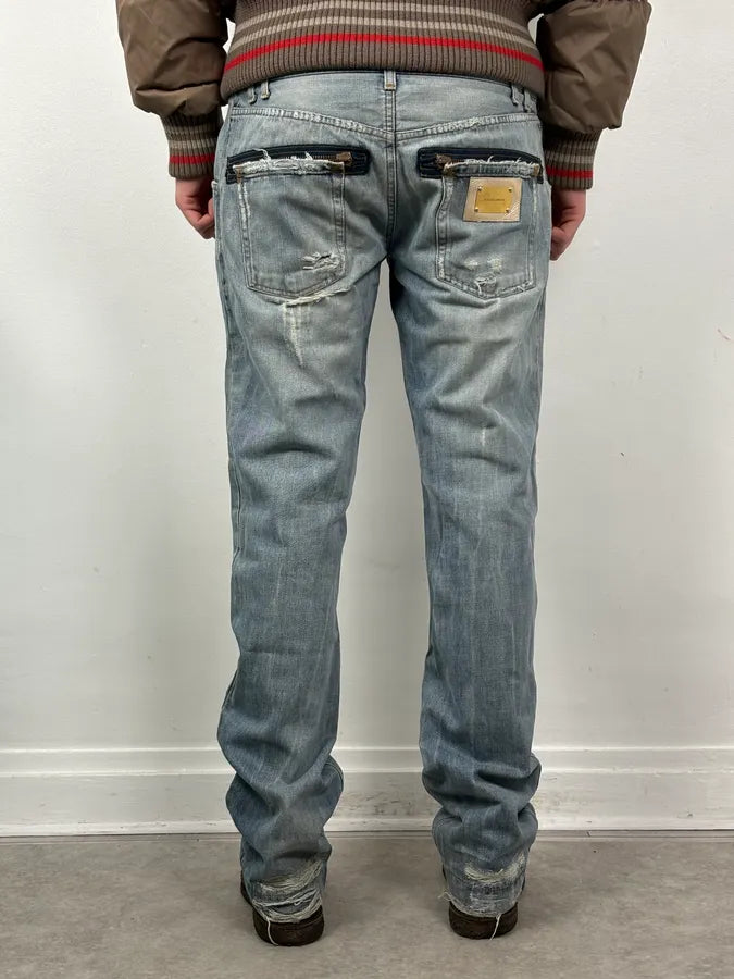 2000s Dolce & Gabbana Blue Distressed Denim Jeans EMKHVga 2