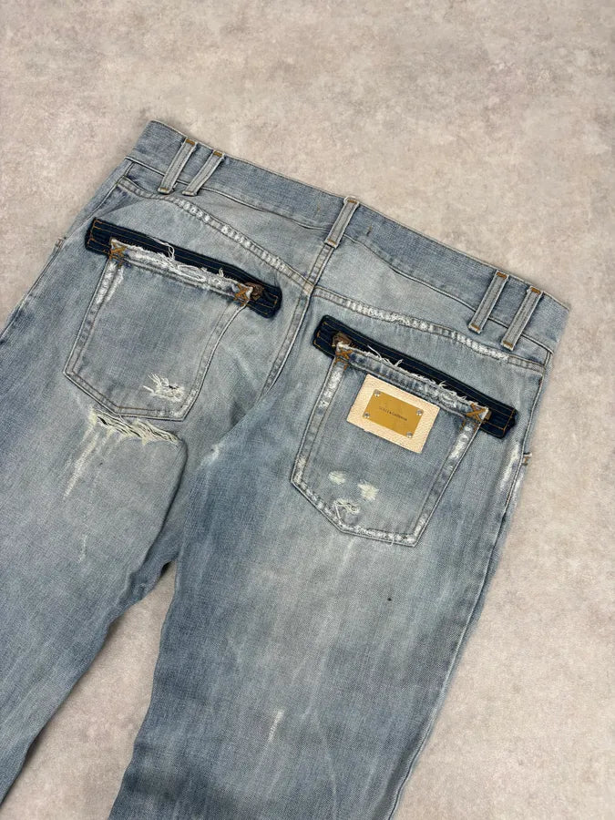 2000s Dolce & Gabbana Blue Distressed Denim Jeans EMKHVga 6