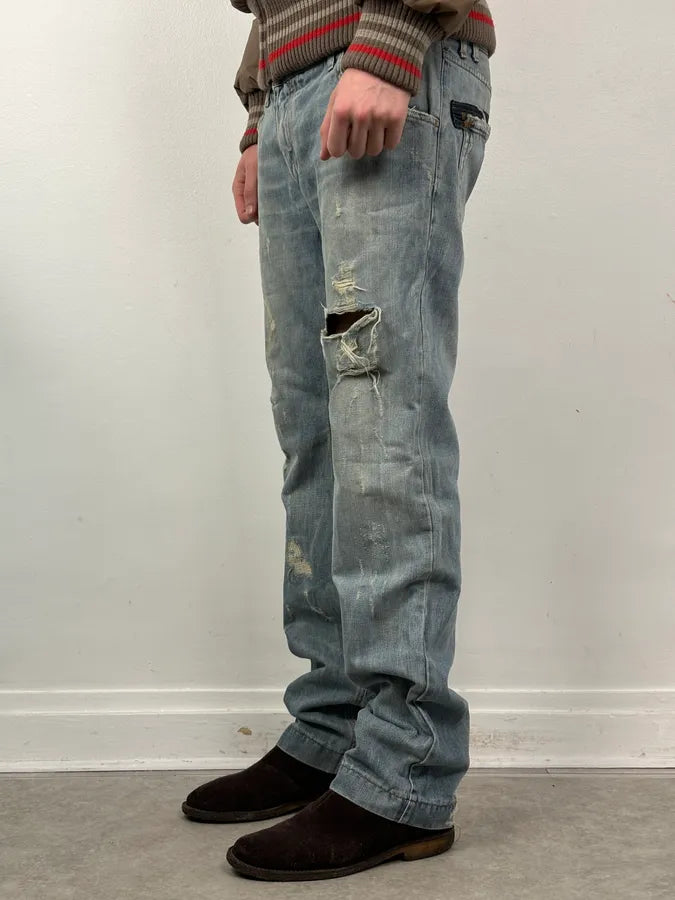 2000s Dolce & Gabbana Blue Distressed Denim Jeans EMKHVga 1