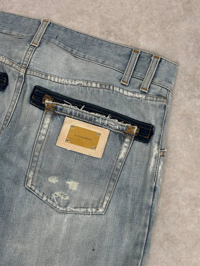 2000s Dolce & Gabbana Blue Distressed Denim Jeans EMKHVga 7