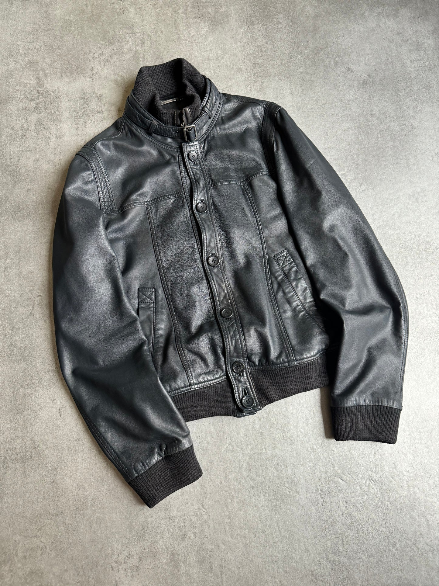 2000s Dolce & Gabbana Black Button Ups Leather Rebel Jacket (M/L) - 13