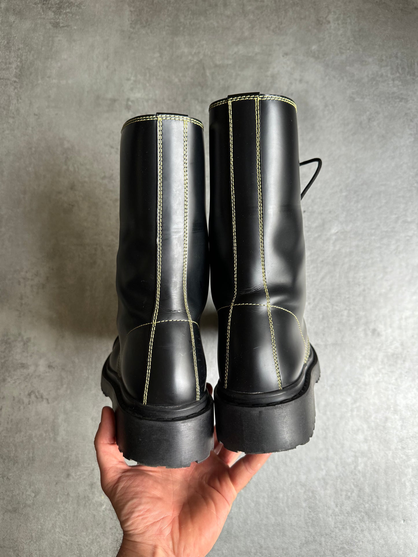 Balenciaga Amphibia Black Hummer Leather Strike Boots (43) - 4