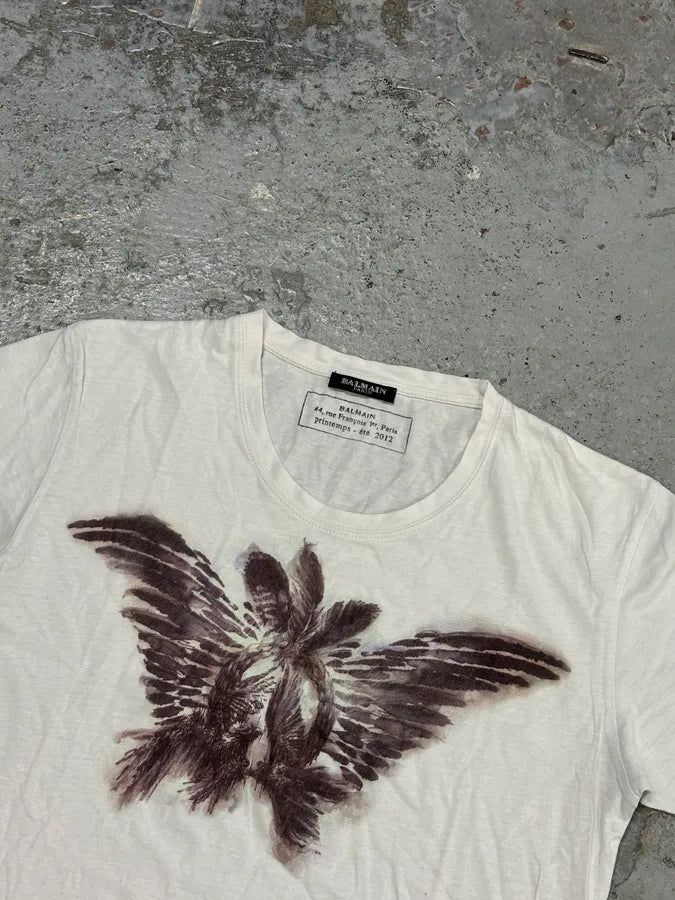 SS2012 Balmain White Bird T-Shirt MlMcYvi 3