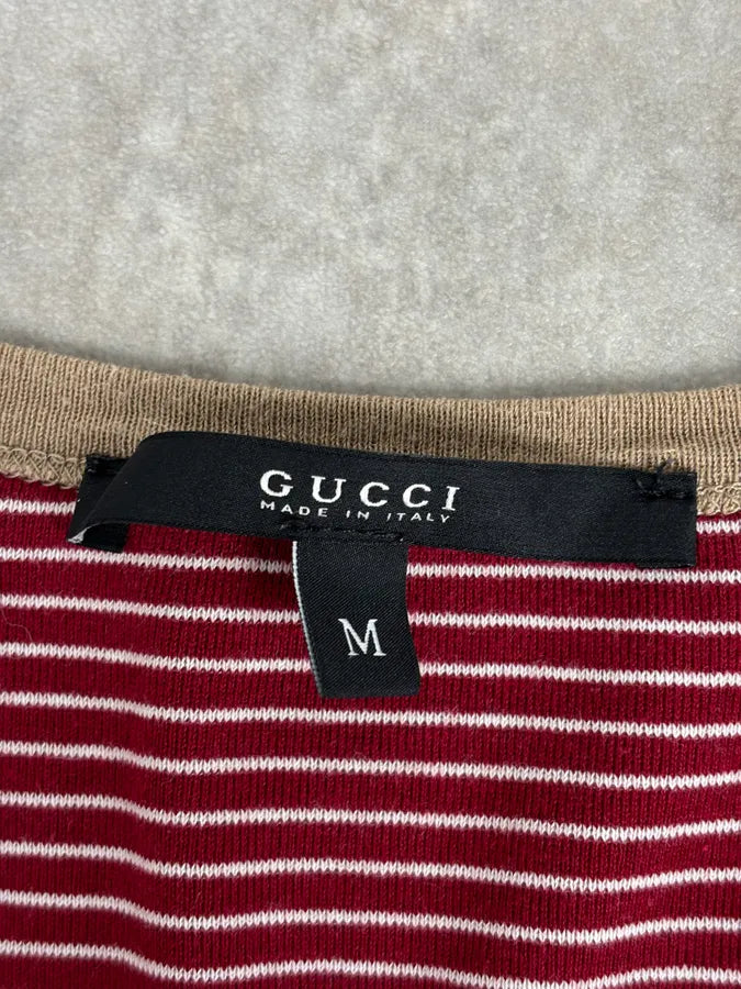 SS2008 Gucci Red Striped Henley T-Shirt nJSHsIW 7