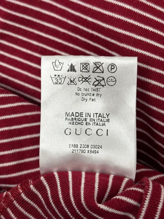 SS2008 Gucci Red Striped Henley T-Shirt nJSHsIW 8