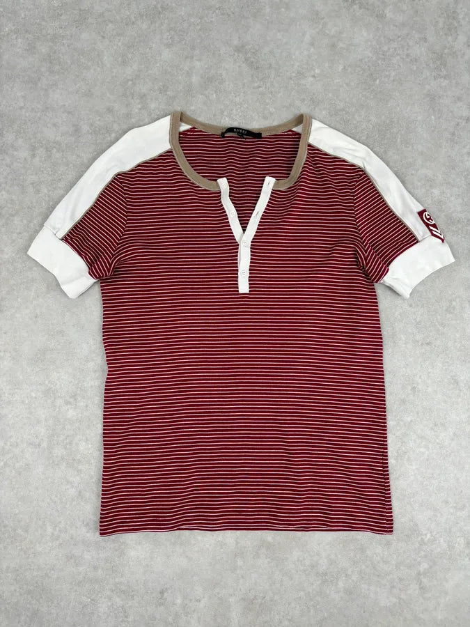 SS2008 Gucci Red Striped Henley T-Shirt nJSHsIW 0
