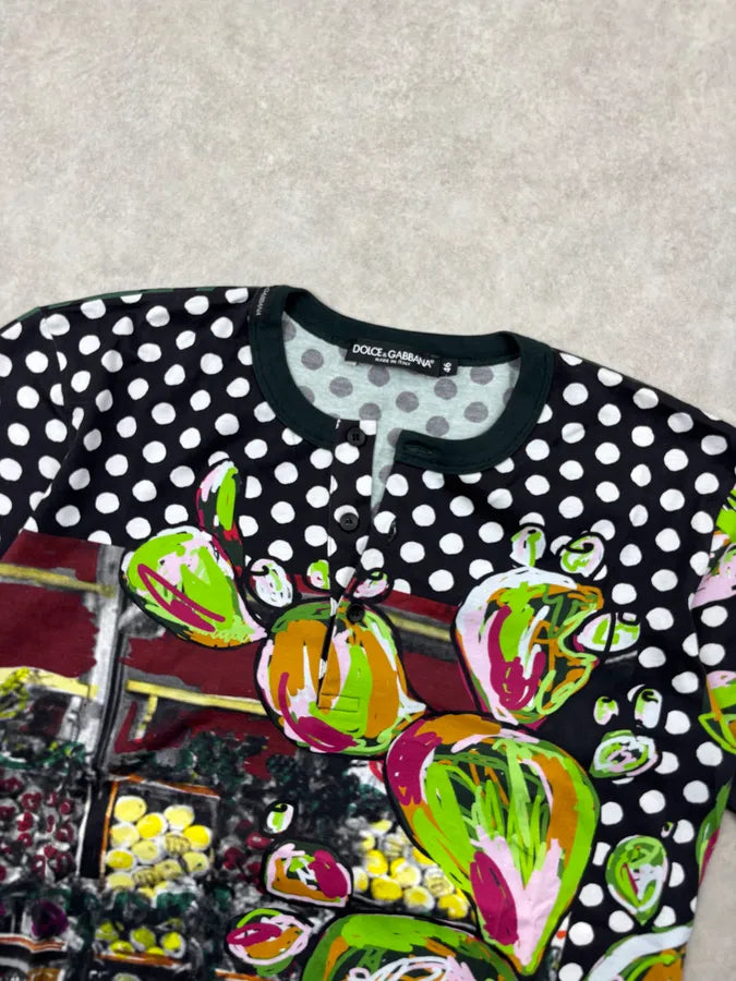 2010s Dolce & Gabbana Polka Dot Black & White Cactus T-Shirt kgtHZrA 3