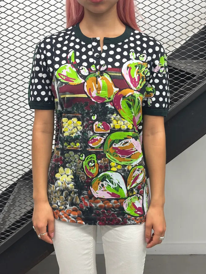 2010s Dolce & Gabbana Polka Dot Black & White Cactus T-Shirt kgtHZrA 1