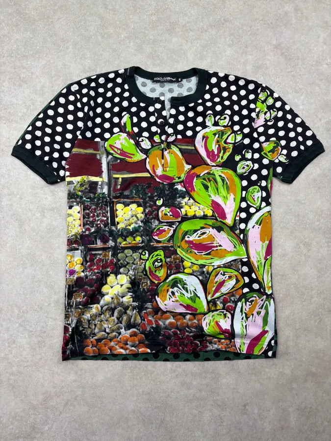 2010s Dolce & Gabbana Polka Dot Black & White Cactus T-Shirt kgtHZrA 0