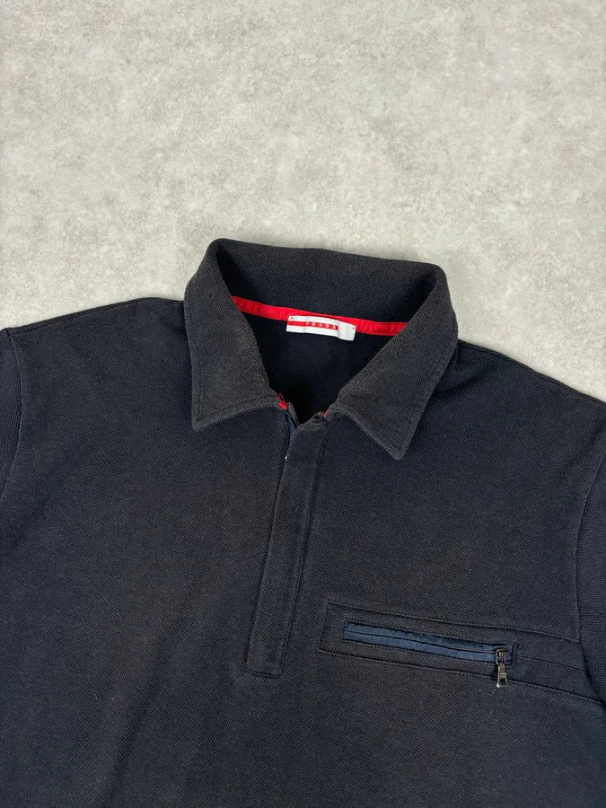 SS2006 Prada Faded Black Polo Shirt VLVCXCO 3