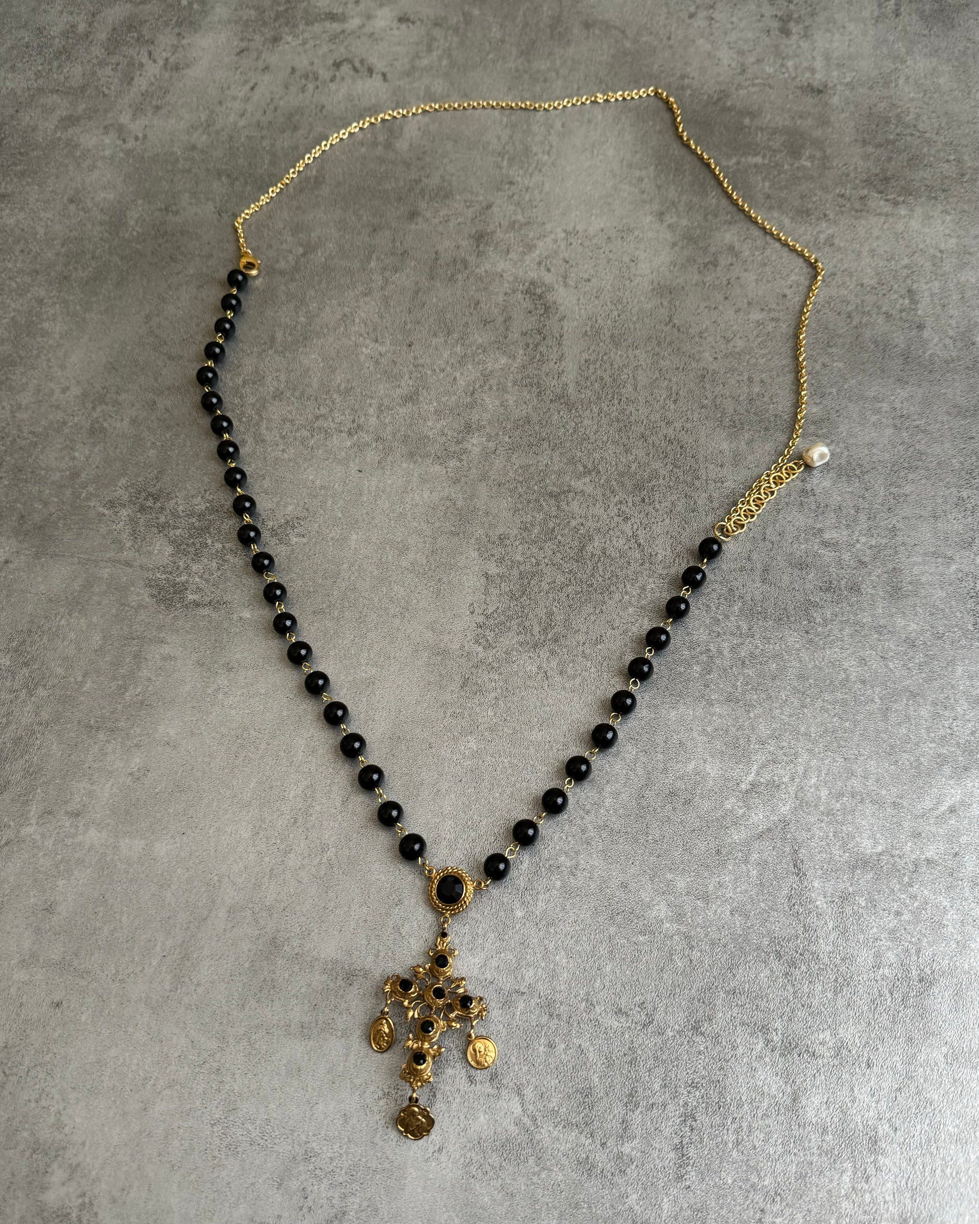 SS2015 Dolce & Gabbana Black Contemporary Cross Necklace (OS) - 7