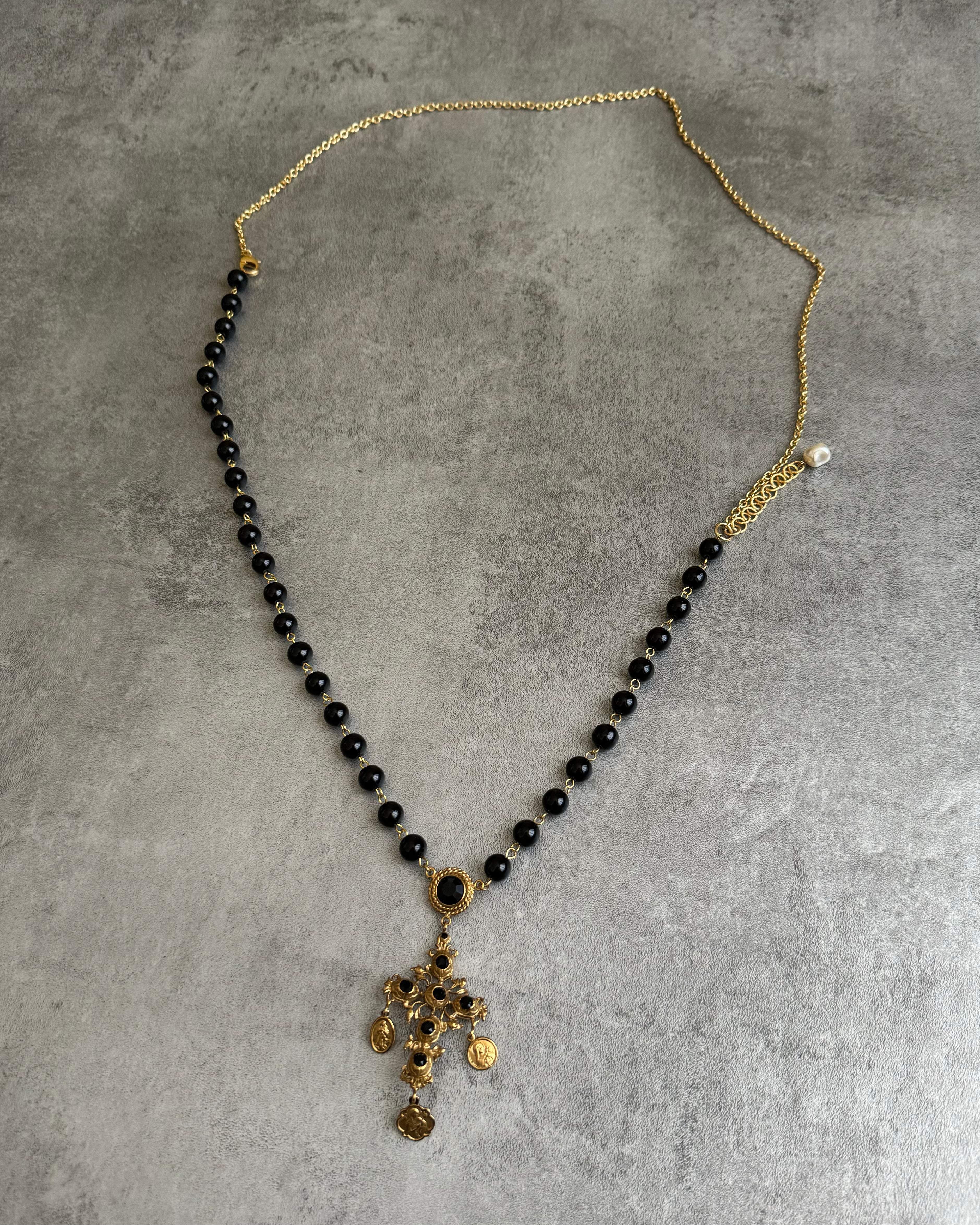 SS2015 Dolce & Gabbana Black Contemporary Cross Necklace (OS) - 7