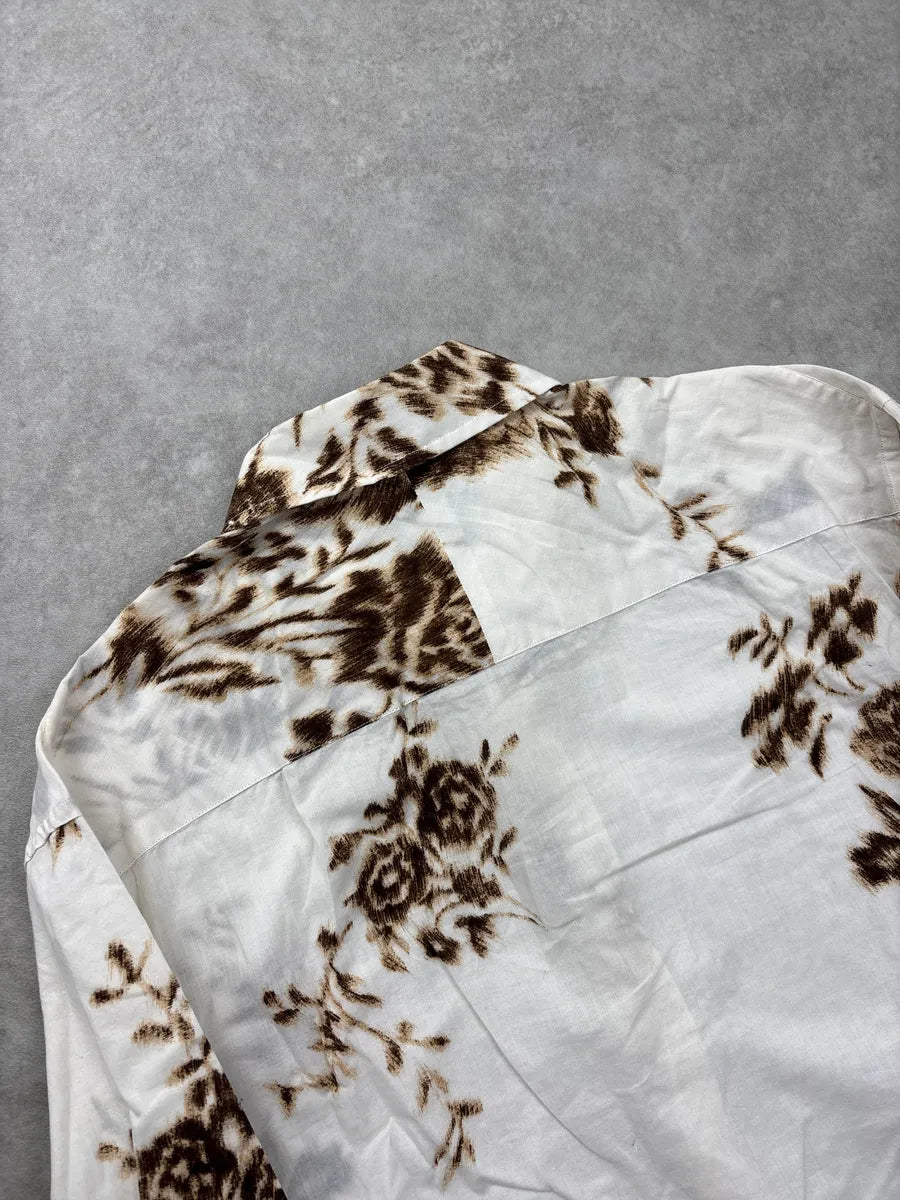 2000s Kenzo White Blurred Floral Classy Shirt tAcXCuGs 8