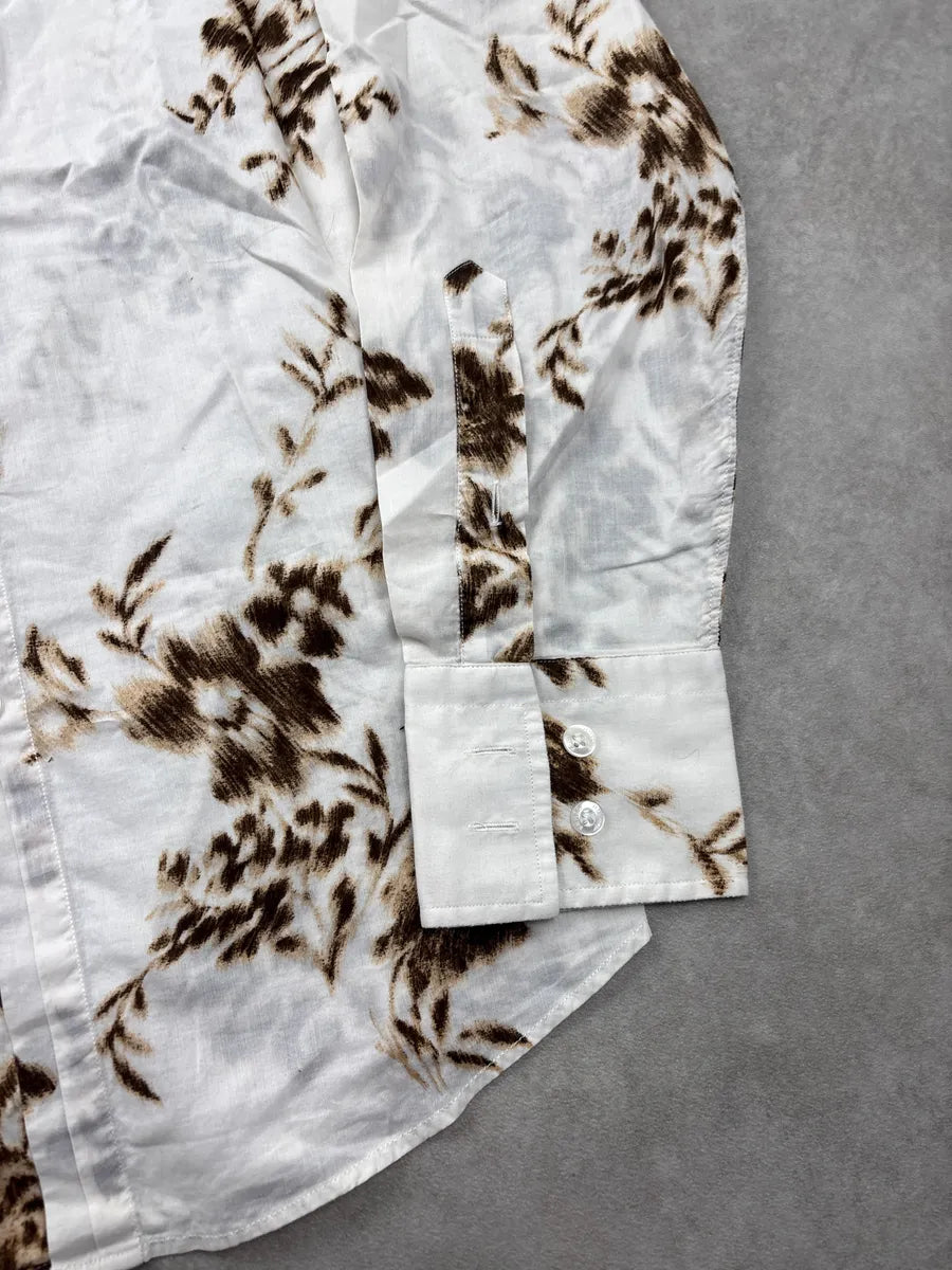 2000s Kenzo White Blurred Floral Classy Shirt tAcXCuGs 7