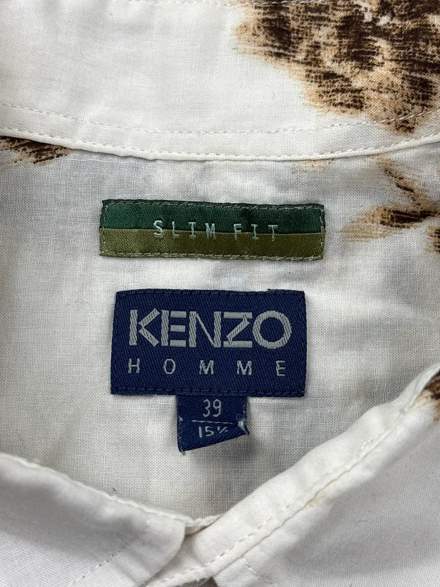 2000s Kenzo White Blurred Floral Classy Shirt tAcXCuGs 10