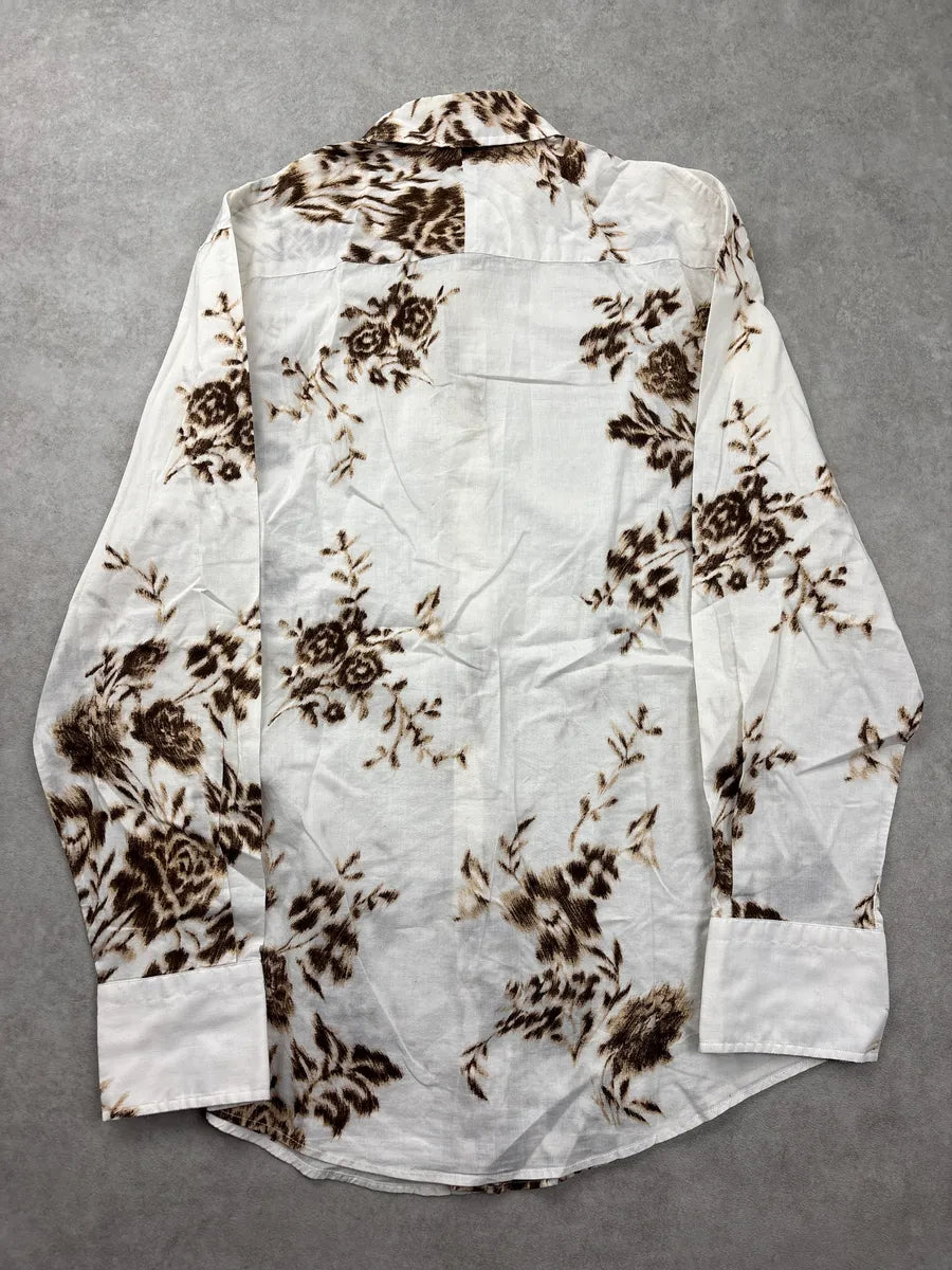 2000s Kenzo White Blurred Floral Classy Shirt tAcXCuGs 5