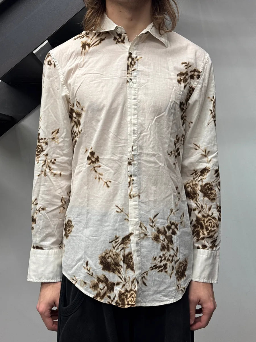 2000s Kenzo White Blurred Floral Classy Shirt tAcXCuGs 1