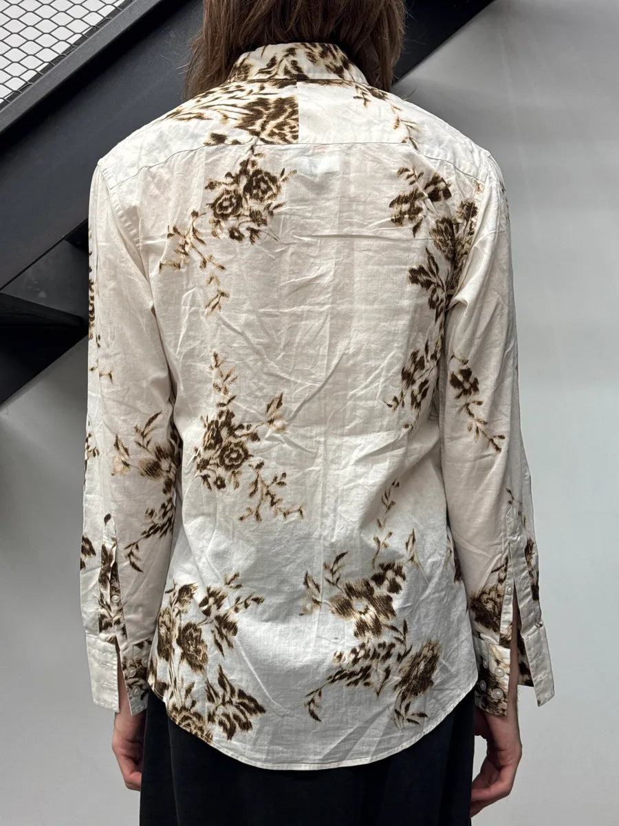 2000s Kenzo White Blurred Floral Classy Shirt tAcXCuGs 2