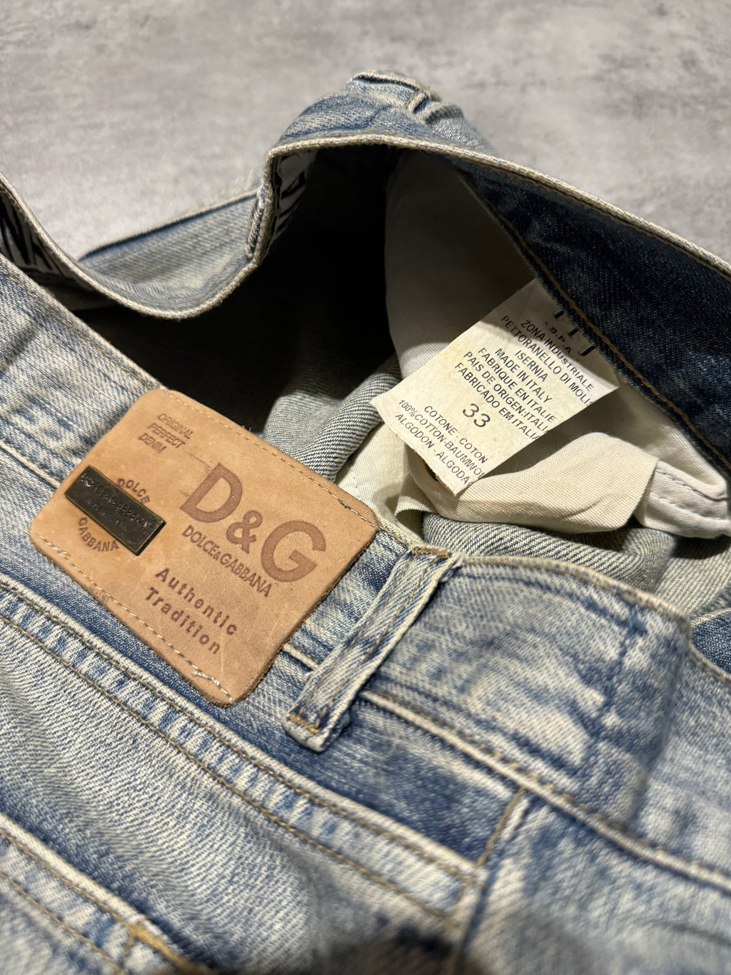 FW2005 Dolce & Gabbana Distressed Faded Poem Denim Jeans (L) - 5