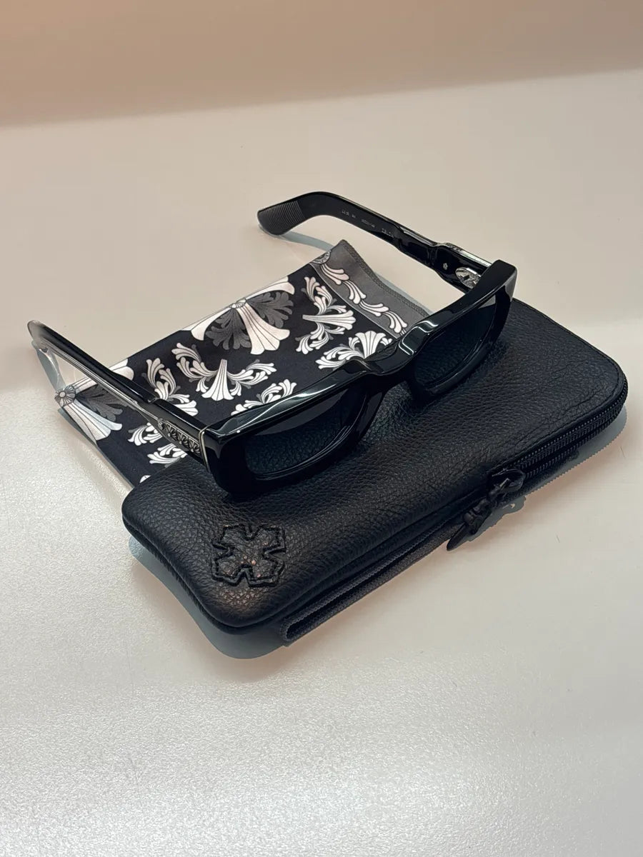 Chrome Hearts Black Zelda Logo Rectangular Sunglasses tEByTXQC 4