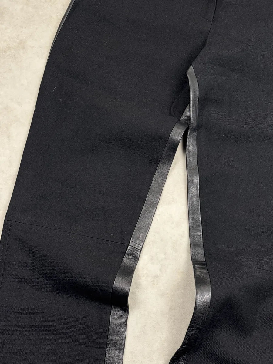 1990s Gianni Versace Couture Black Leather Moto Panel Pants tEnomKTz 5