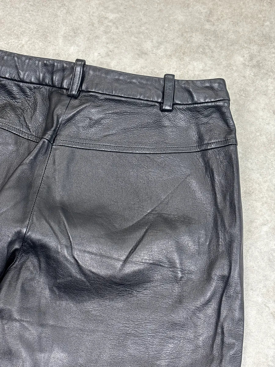 1990s Gianni Versace Couture Black Leather Moto Panel Pants tEnomKTz 9