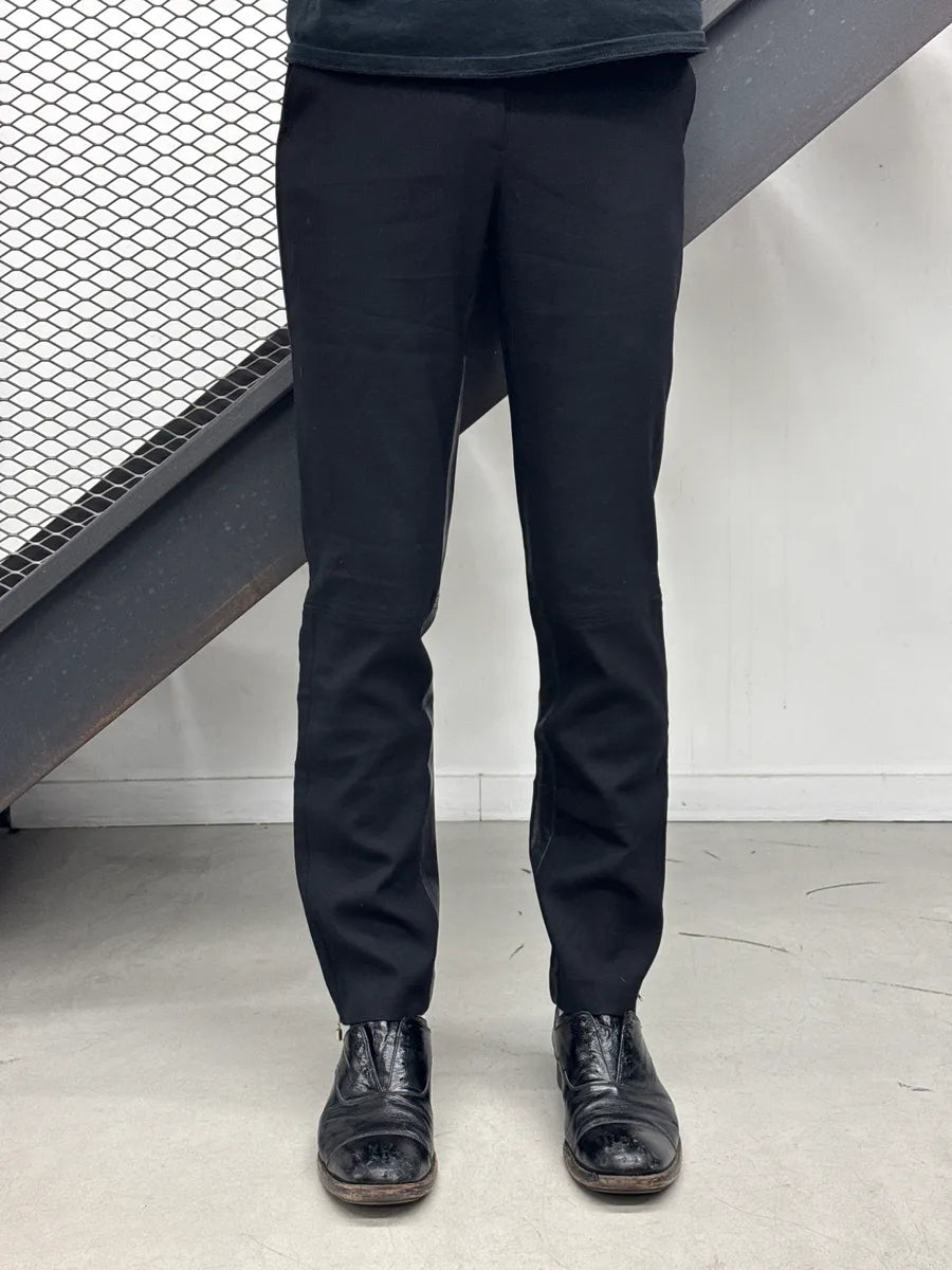 1990s Gianni Versace Couture Black Leather Moto Panel Pants tEnomKTz 2