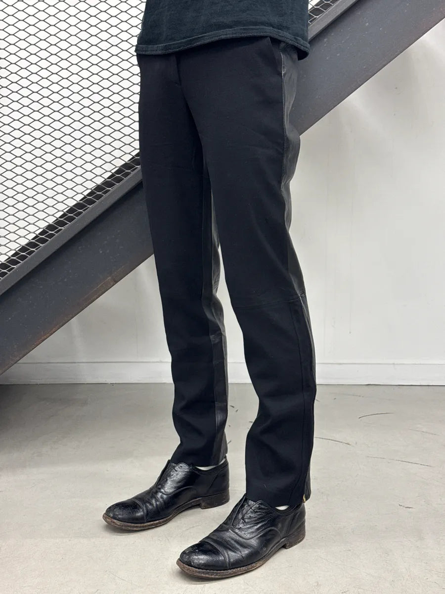 1990s Gianni Versace Couture Black Leather Moto Panel Pants tEnomKTz 3