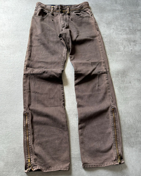 AW2003 Dolce & Gabbana Brown Zipped Pants (M) - 1