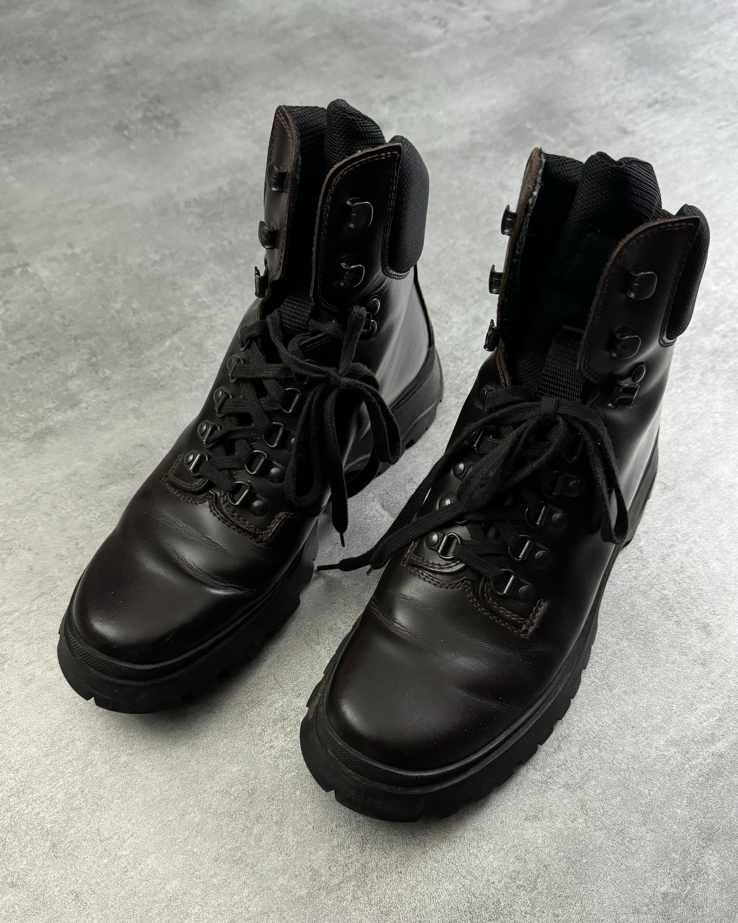 FW1999 Prada Brown Leather Hiking Boots (41) - 6