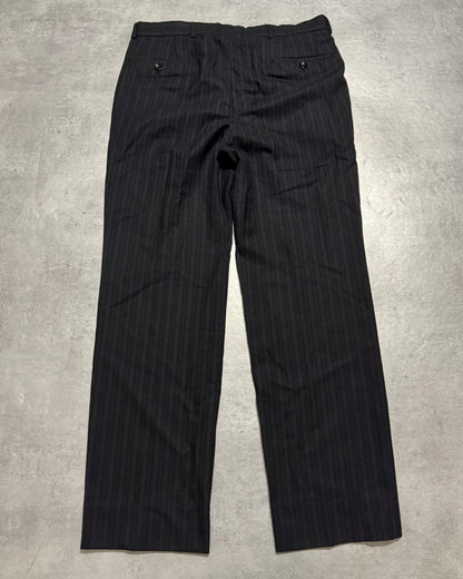 1990s Armani Collezioni Black Striped Suit Pants (M/L) - 2