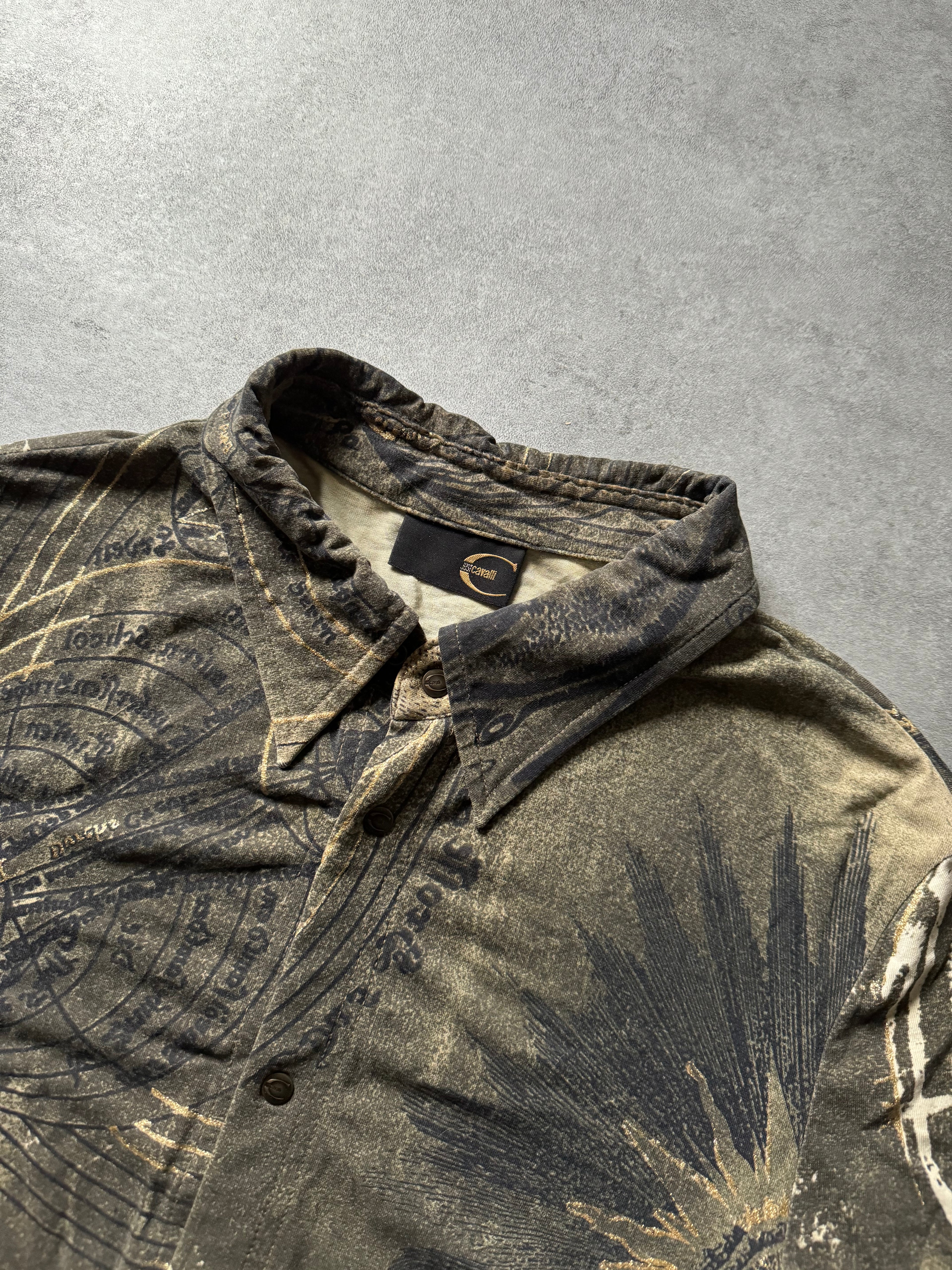AW2003 Cavalli Astrology Olive Dream Shirt (S) - 7