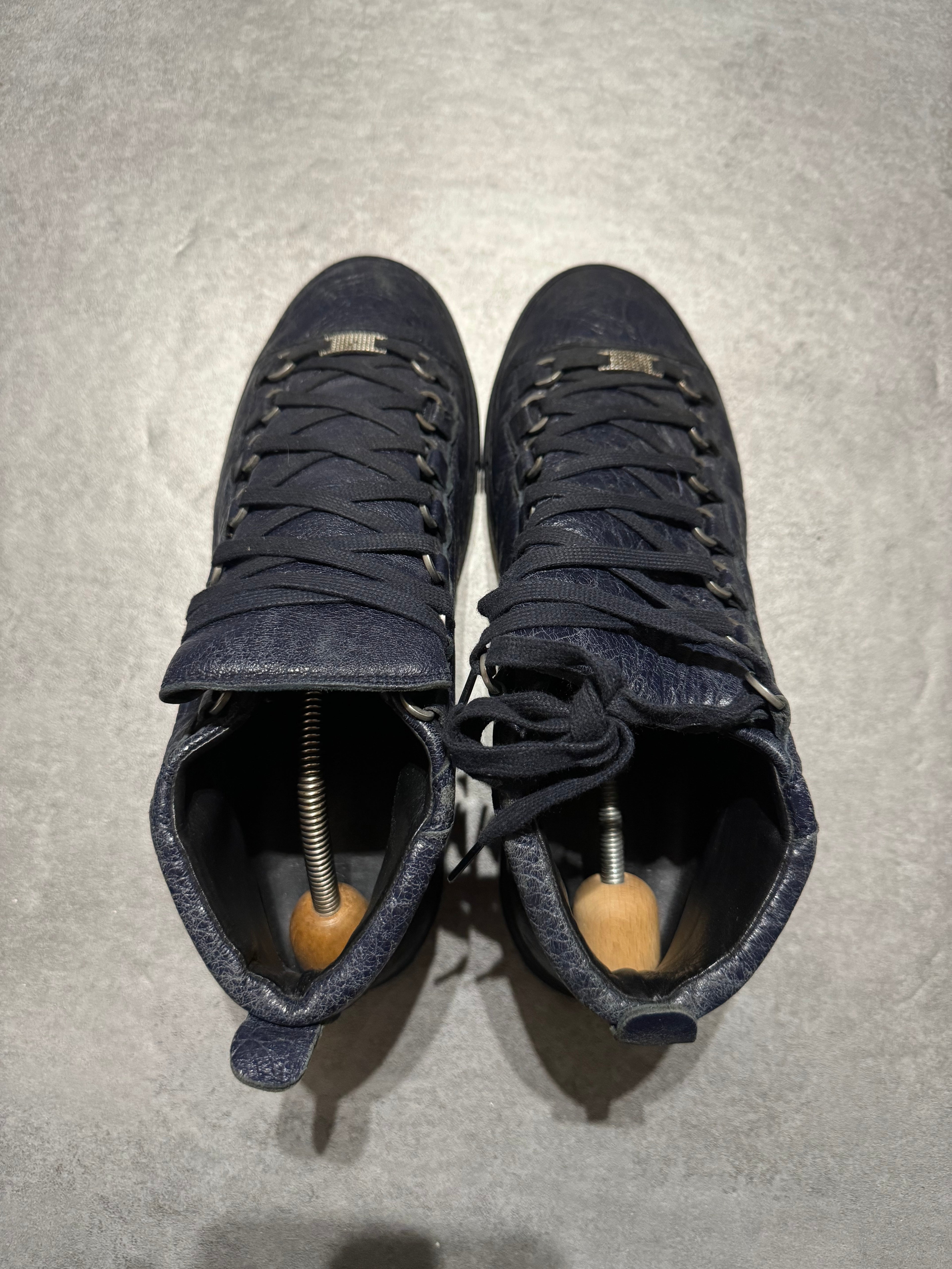 Balenciaga Arena Navy High Top Leather Sneakers (42,5) - 5