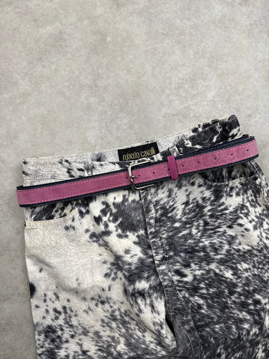 2000s Cavalli Pink Suede Contrast Trim Belt tJhcSCEj 0