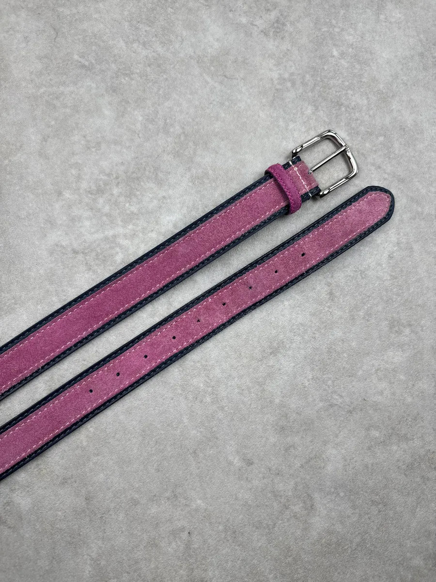2000s Cavalli Pink Suede Contrast Trim Belt tJhcSCEj 4