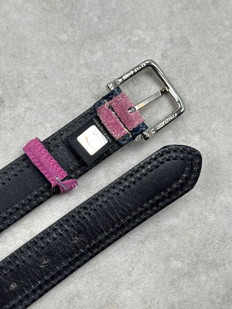 2000s Cavalli Pink Suede Contrast Trim Belt tJhcSCEj 7