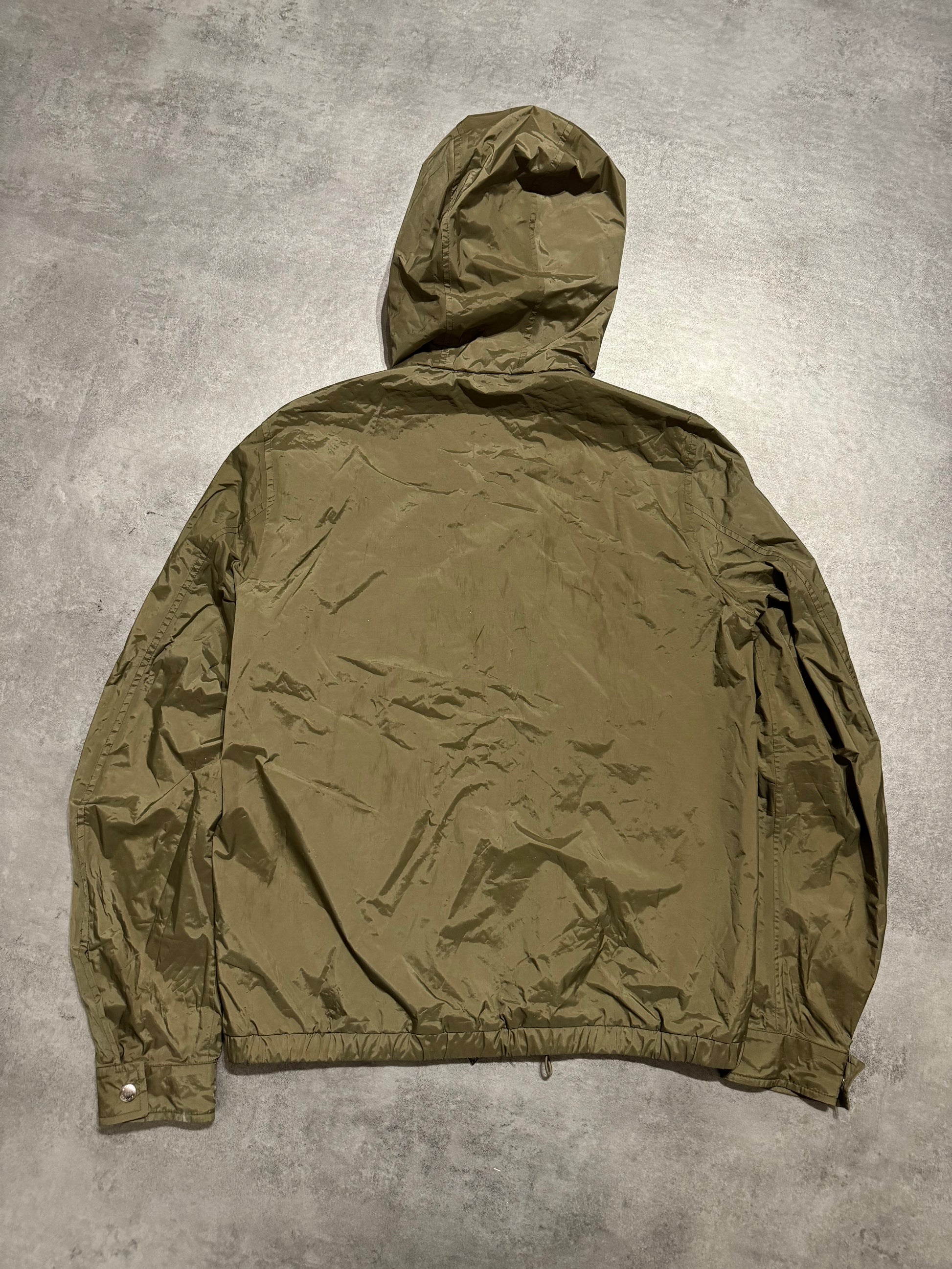 2000s Prada Linea Rossa Olive Hooded Windbreaker Jacket (M) - 2