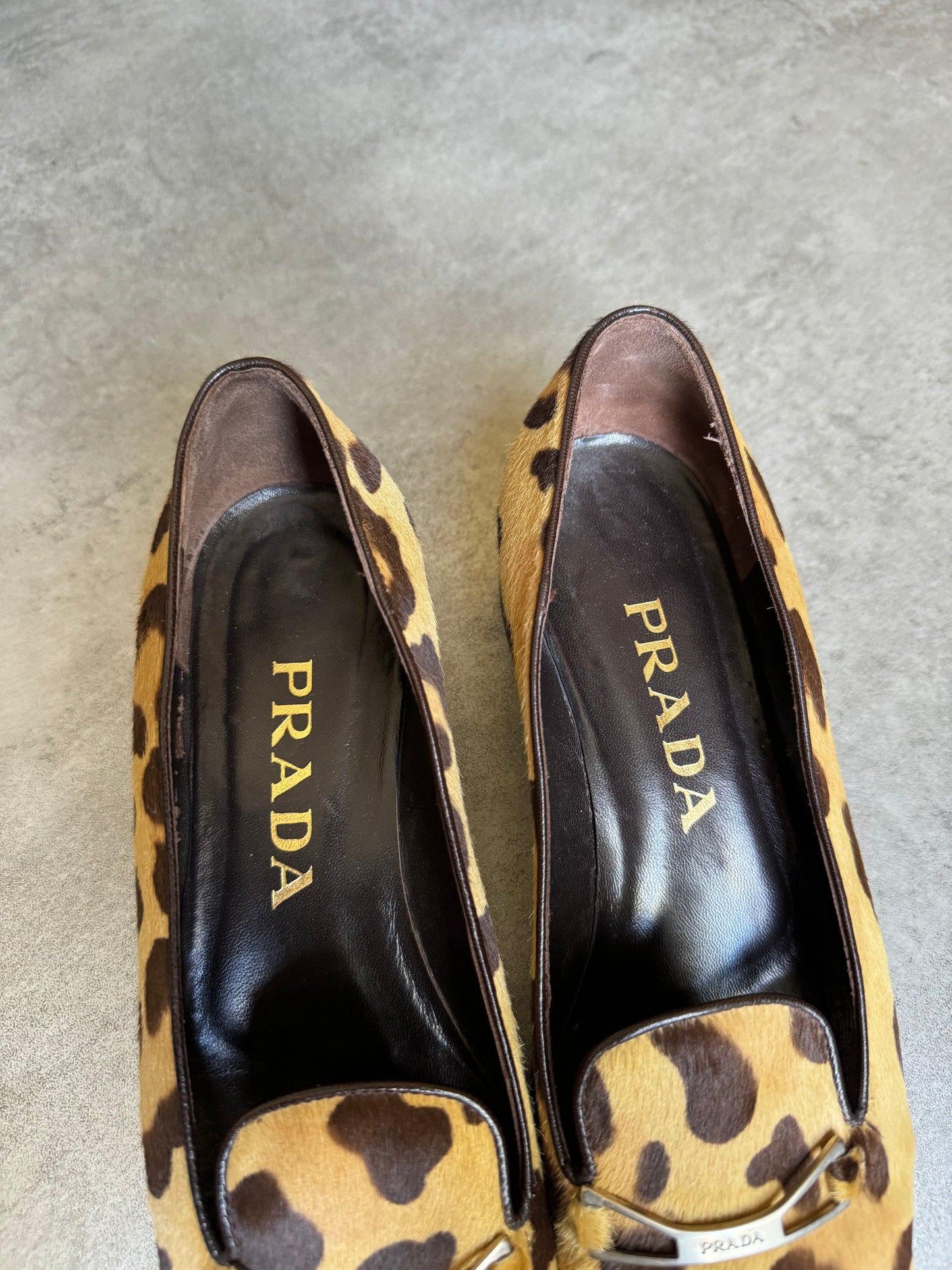 2000s Prada Pony Hair Leopard Print Cheetah Heels (37,5) - 10