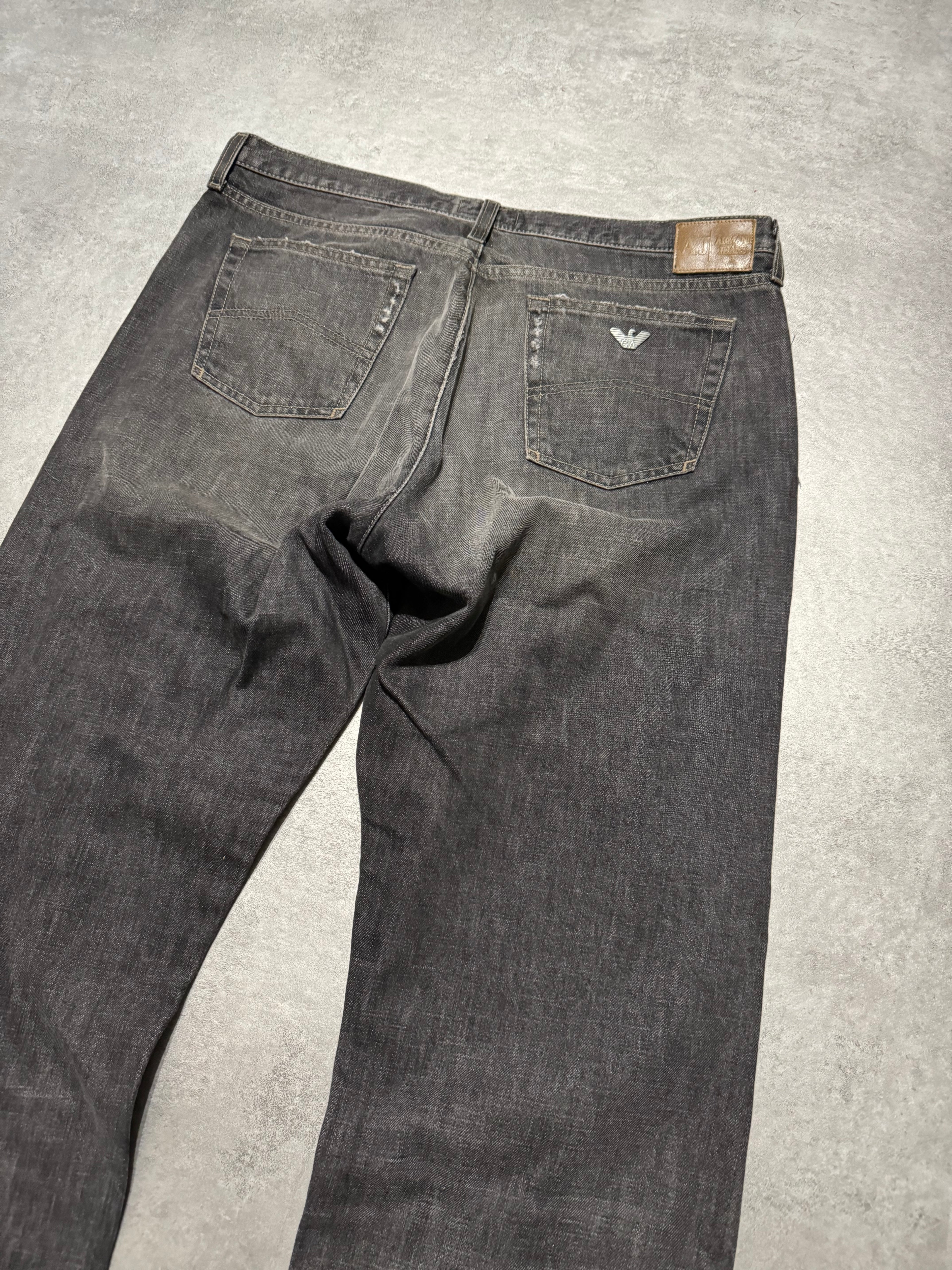 2000s Armani Grey Large Cozy Denim Jeans (L) - 4
