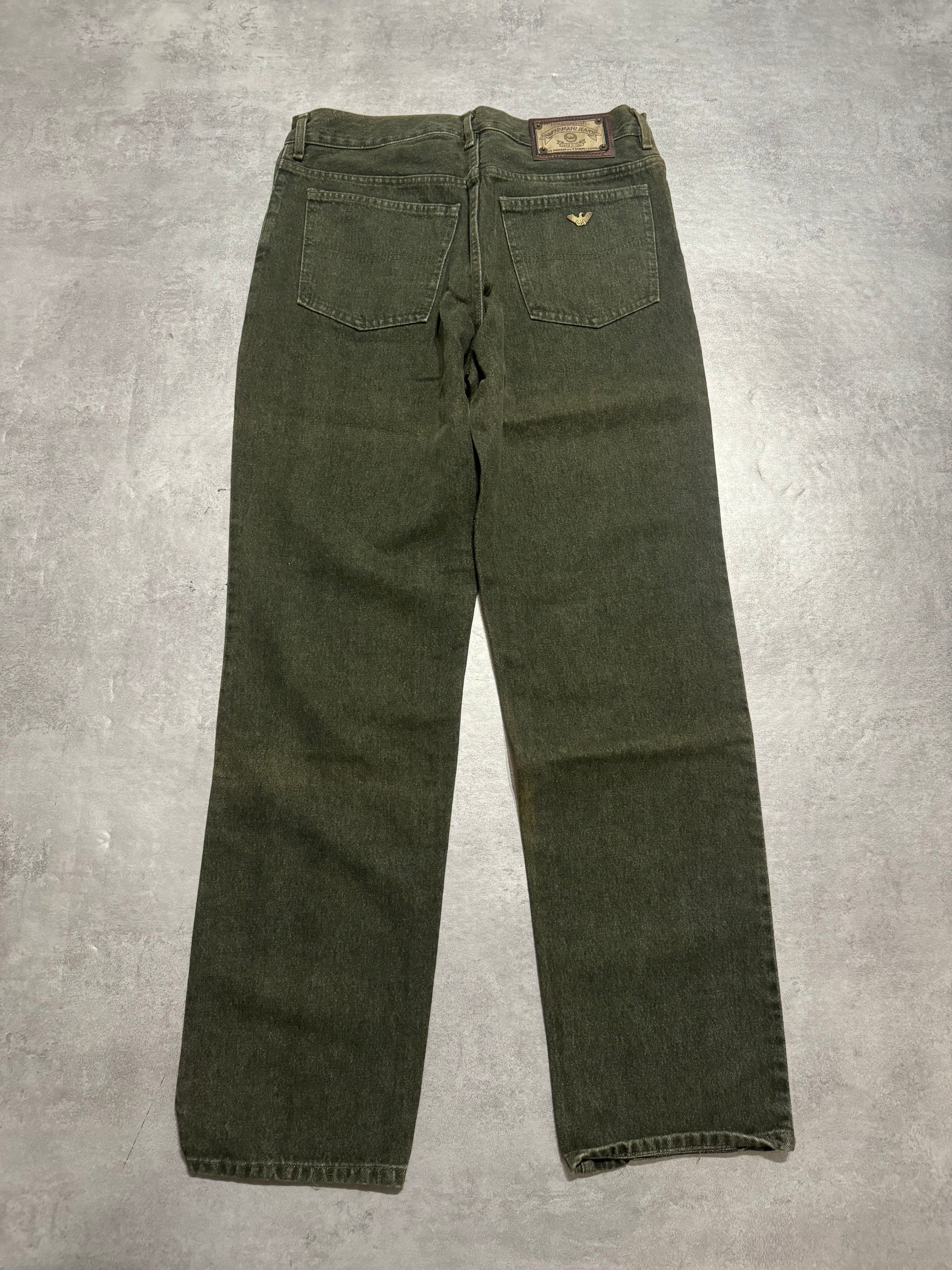 1990s Armani Faded Green Denim Cozy Pants (M/L) - 4