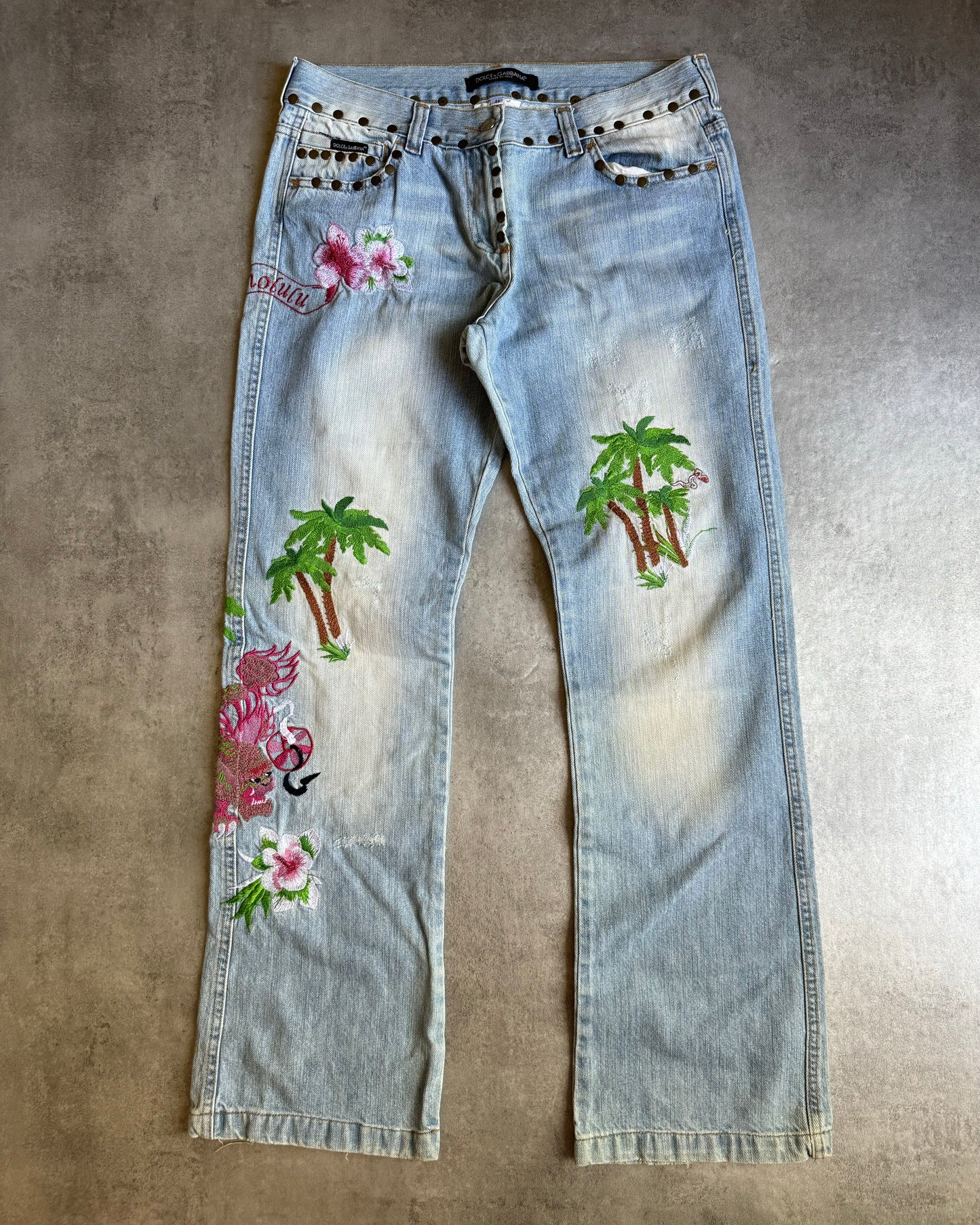 SS2006 Dolce & Gabbana Honolulu Embroidered Denim (M) - 9