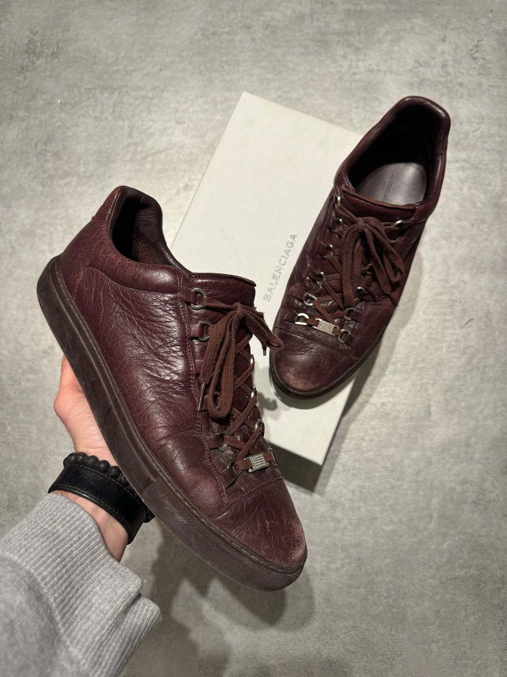 Balenciaga Arena Low Bordeaux Leather Shoes (45,5) - 1