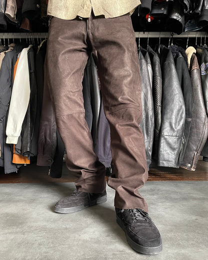 2000s Armani Brown Cozy Leather Pants (L) - 4
