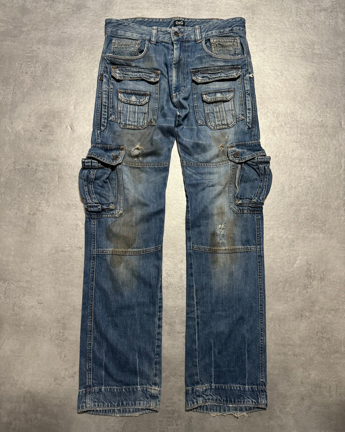 AW2005 Dolce & Gabbana Destroyed Cargo Denim Jeans (L) - 1