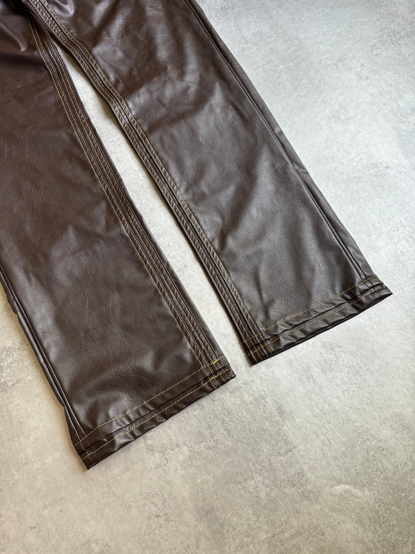 SS2020 Y/Project Brown Eco Leather Futura Pants (L) - 6