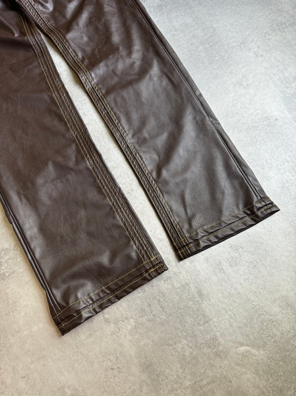 SS2020 Y/Project Brown Eco Leather Futura Pants (L) - 6