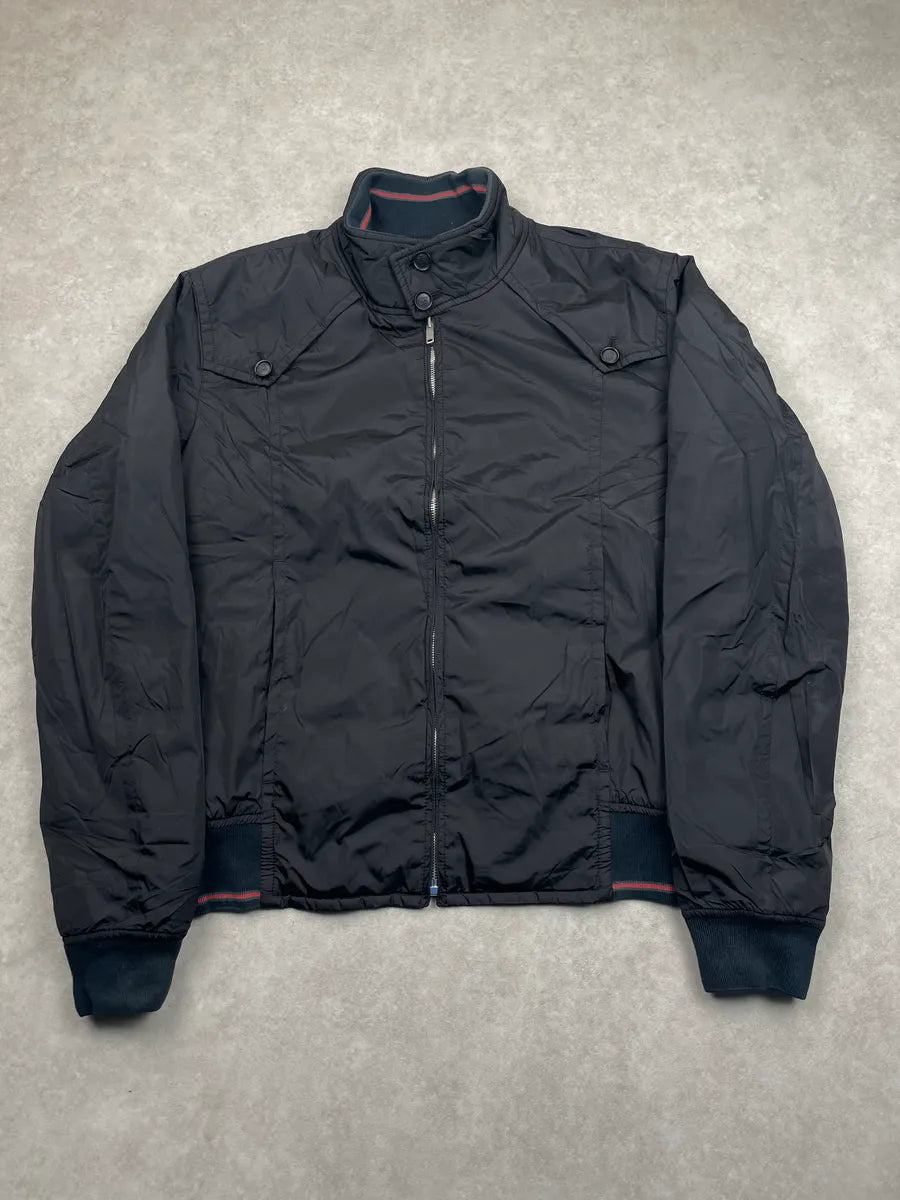 AW2008 Gucci Black Nylon Striped Rib Stand Collar Bomber Jacket by Frida Giannini taXhHOwD 0