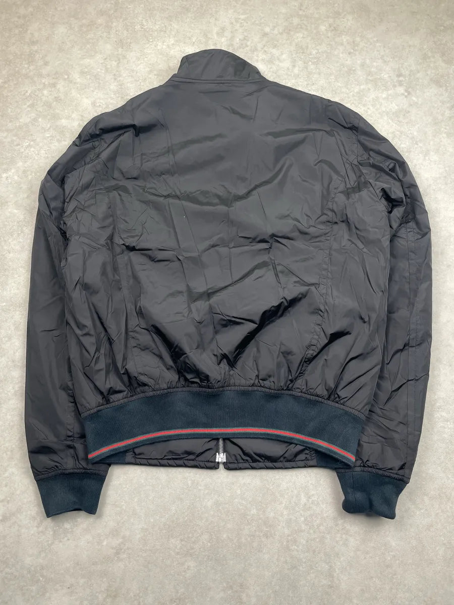 AW2008 Gucci Black Nylon Striped Rib Stand Collar Bomber Jacket by Frida Giannini taXhHOwD 5
