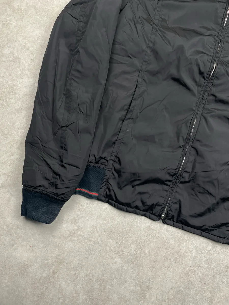 AW2008 Gucci Black Nylon Striped Rib Stand Collar Bomber Jacket by Frida Giannini taXhHOwD 6