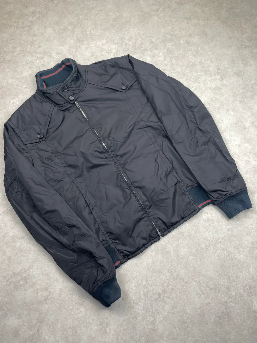 AW2008 Gucci Black Nylon Striped Rib Stand Collar Bomber Jacket by Frida Giannini taXhHOwD 3